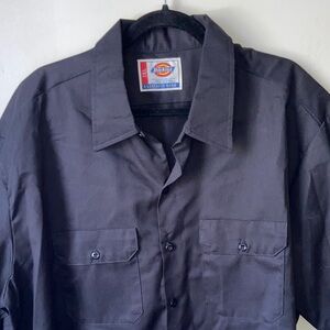 Dickies Men's Black Logo Button up Shirt Jacket